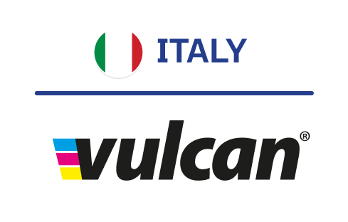 Italy flag and Vulcan logo